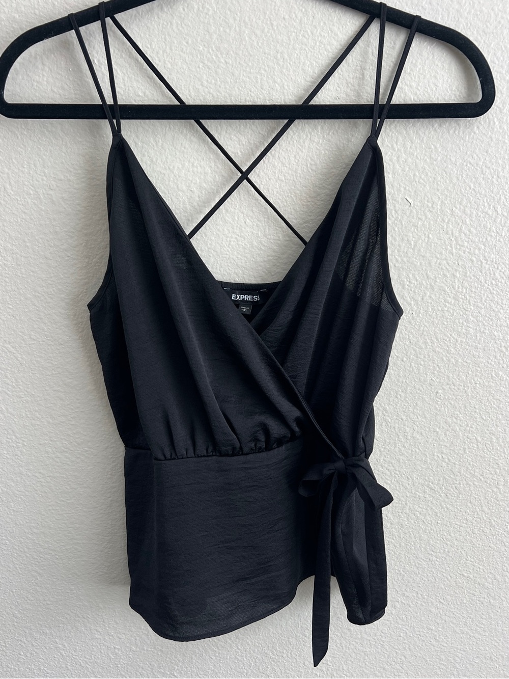 Express Black Wrap Cami with Crisscross Straps